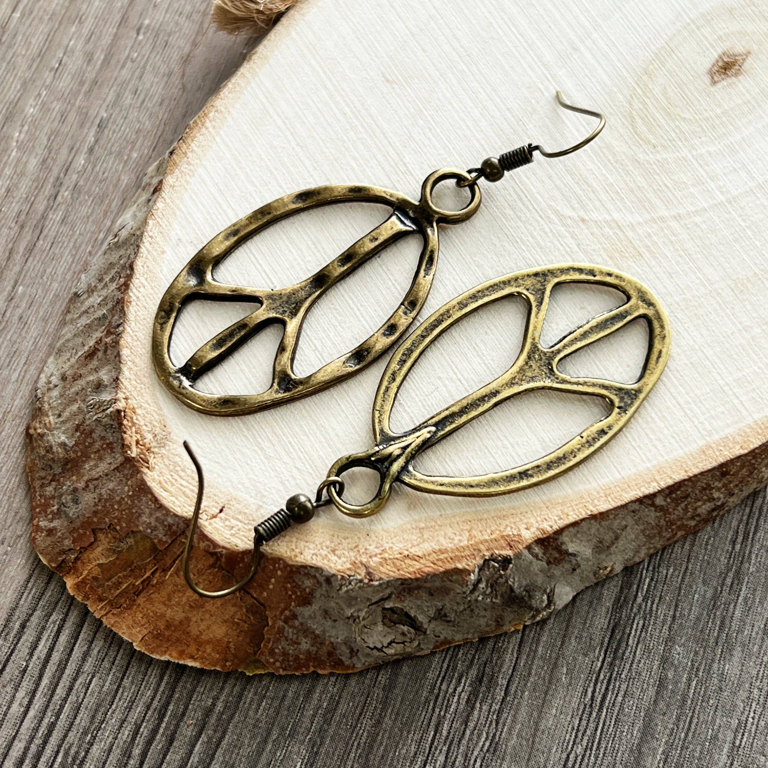 Peace Sign Earrings Oval