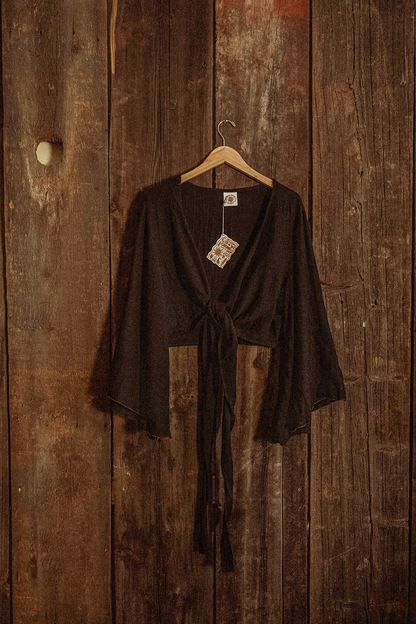 Organic Cotton Bamboo Bell Sleeve Wrap Yoga Top