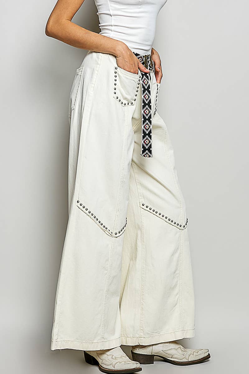 Vintage Elastic Band High Rise Wide Pants