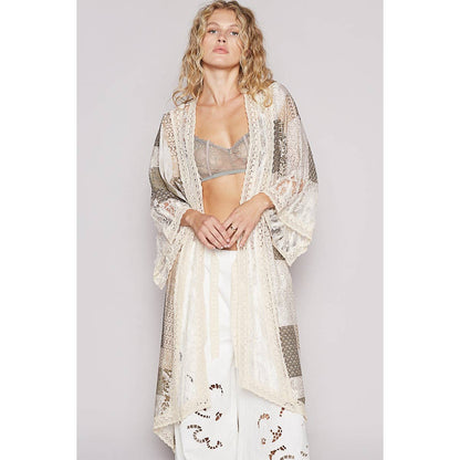 Vintage Washed Lace Open Cardigan