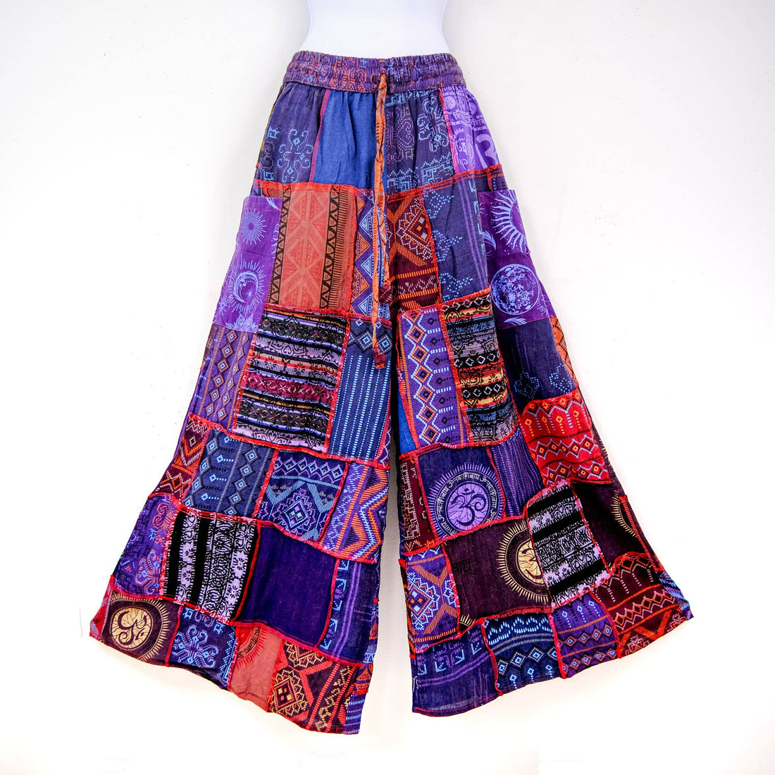 Handwoven Patchwork Colorful Boho Palazzo Pants