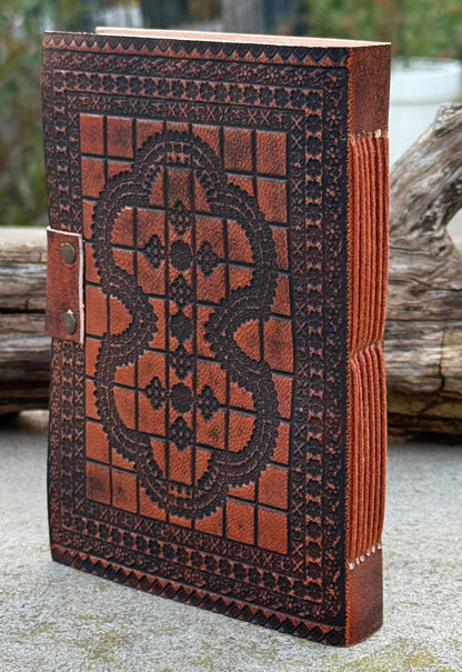 Leather Journal Embossed Triple Moon Goddess