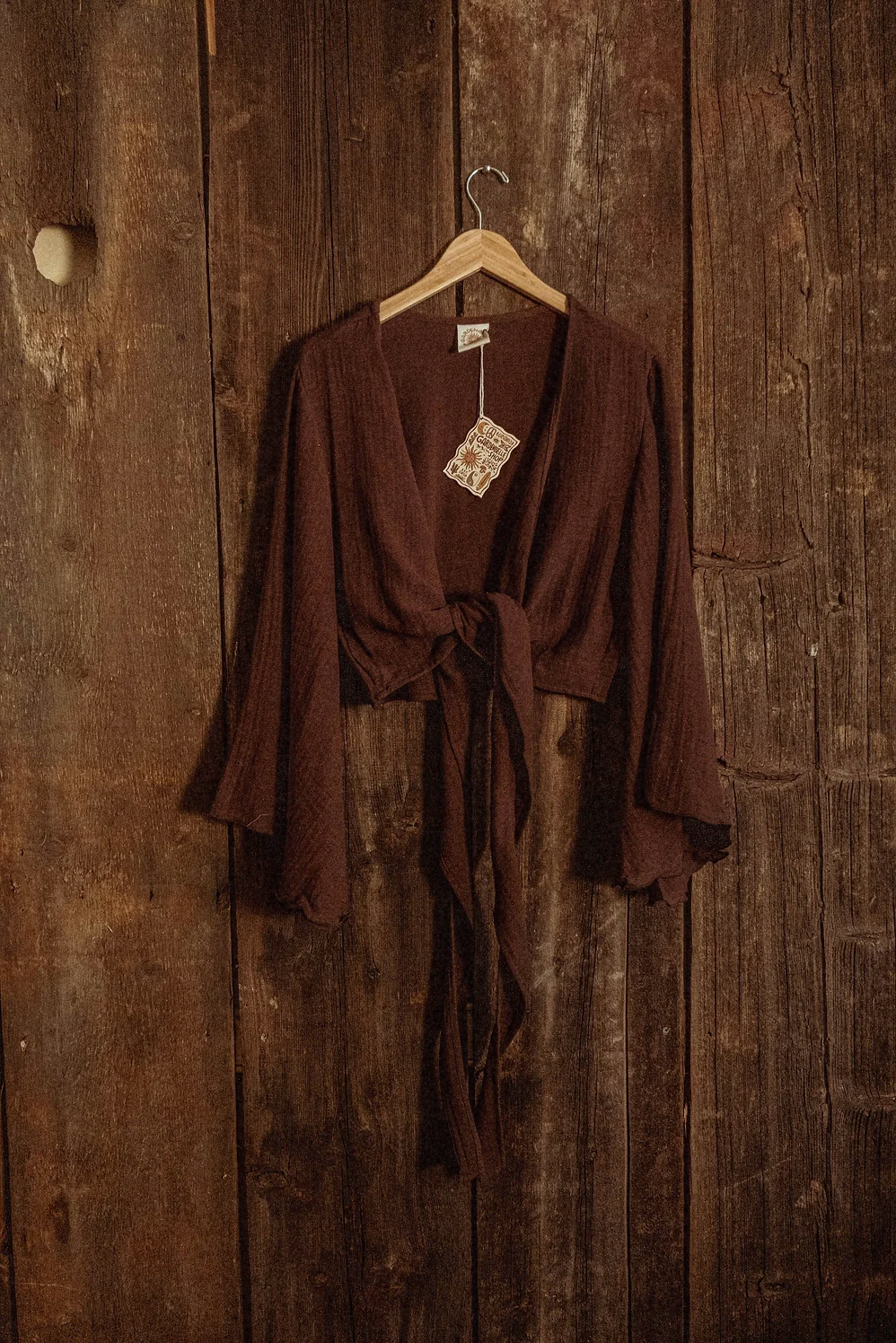 Organic Cotton Bamboo Bell Sleeve Wrap Yoga Top