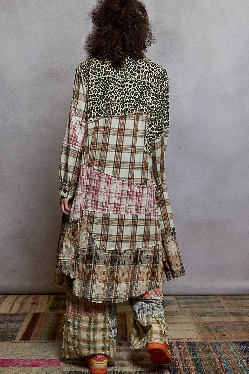 Patchwork Maxi Shirt Jacket