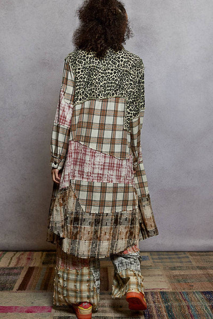 Patchwork Maxi Shirt Jacket