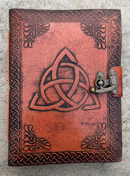 Leather Journal Embossed Triple Moon Goddess
