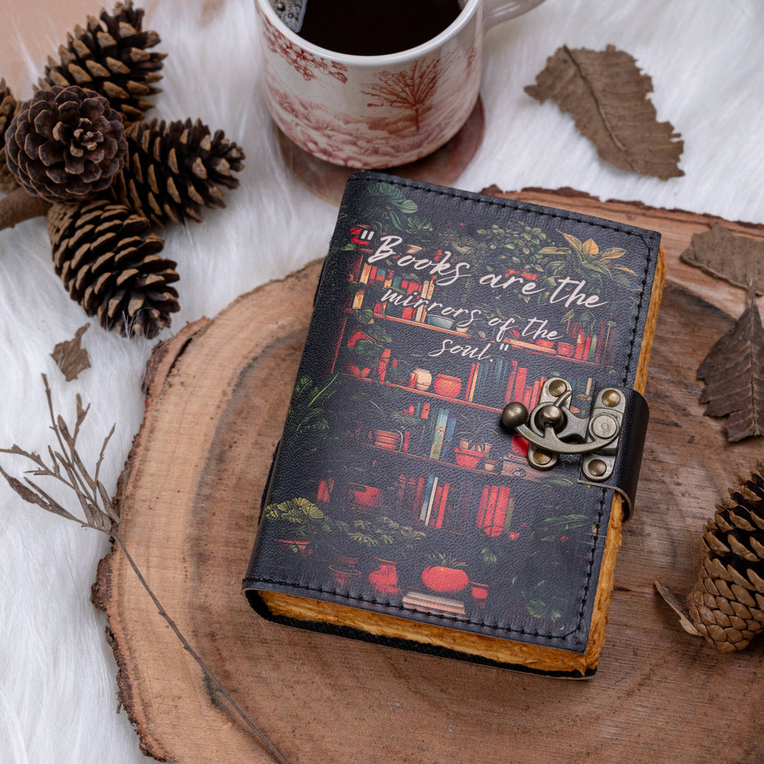 Leather Journal with Lover Print Quote