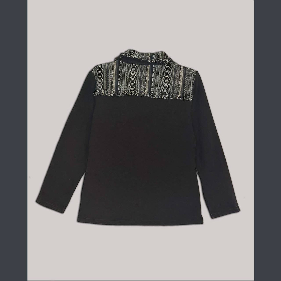 Cotton Fleece stonewash Jacket with Gherri Cotton Panel: Black / M