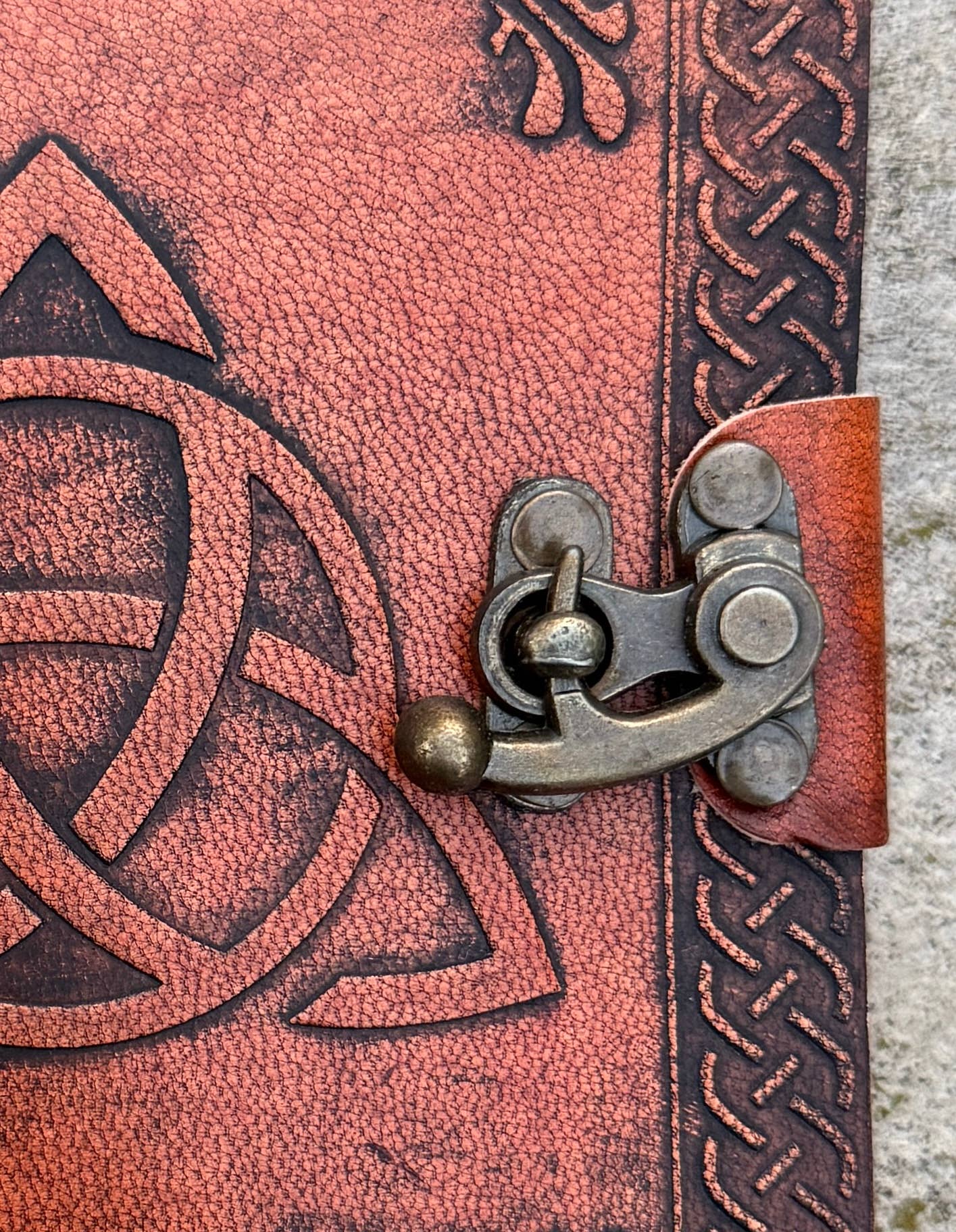 Leather Journal Embossed Triple Moon Goddess