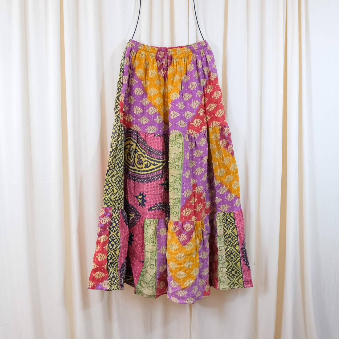 Kantha Boho Long Skirt with Pockets