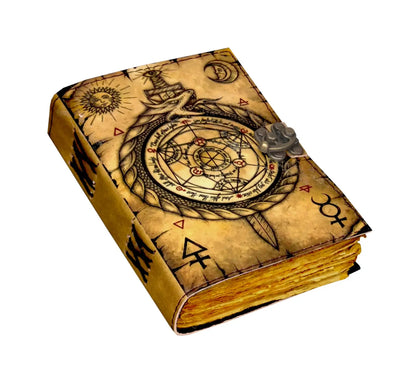 Vintage Leather Journal with Printed Cover