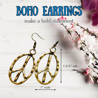 Peace Sign Earrings Oval