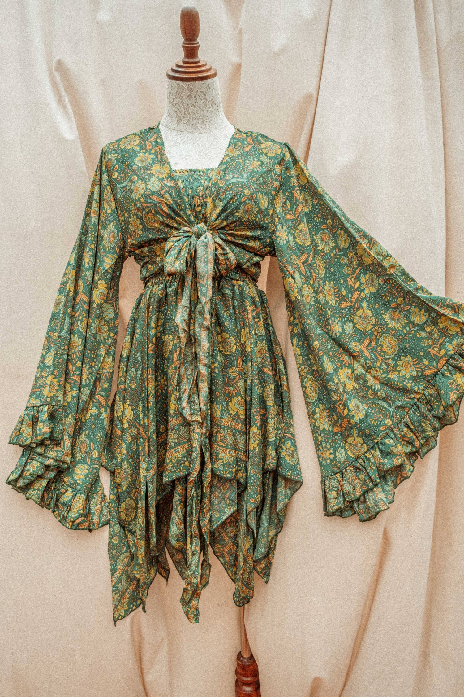 2 Piece Matching Set - Hippie Bohemian Fairy Bell Sleeve Top and Dress Honey Bee / Plus 2 Piece Matching Set - Hippie Bohemian Fairy Bell Sleeve Top and Dress Honey Bee / Plus