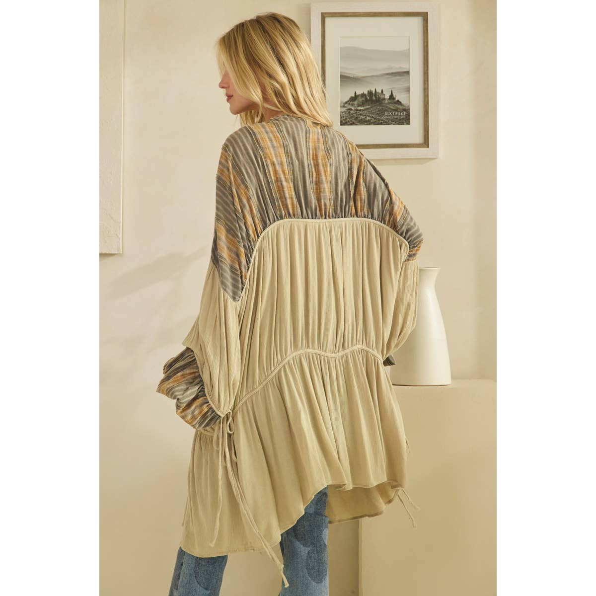 FRONT TIE DRAWSTRING CLOSURE DUSTER