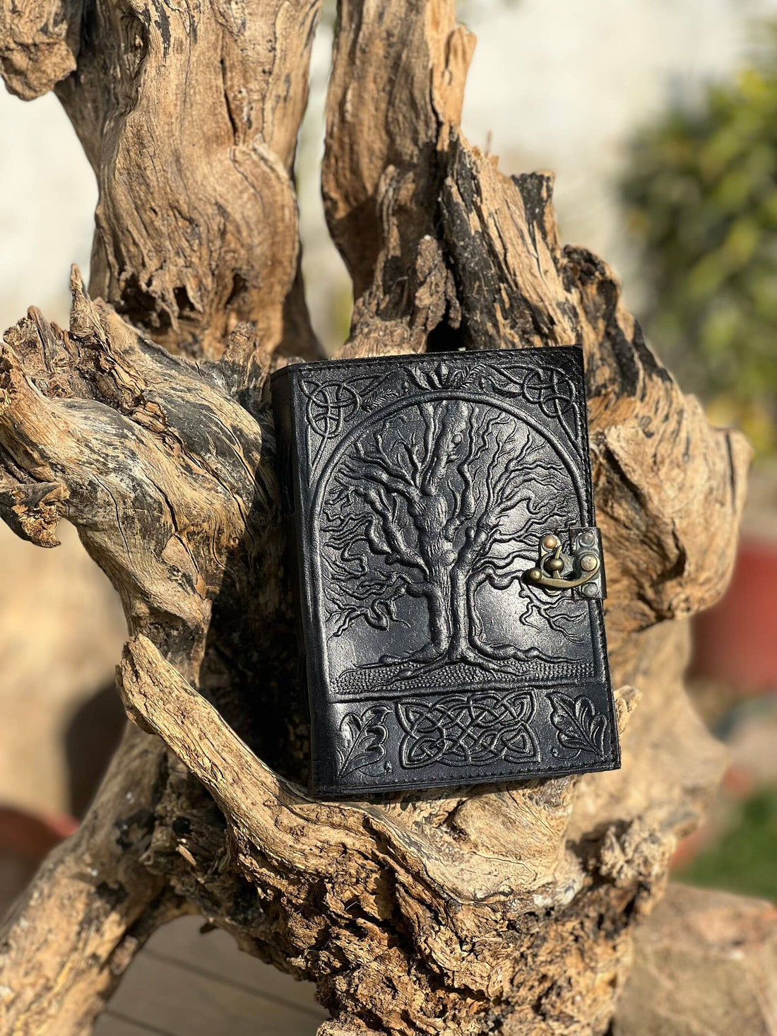 Leather Journal Notebook Tree Embossed Life of Tree: Black