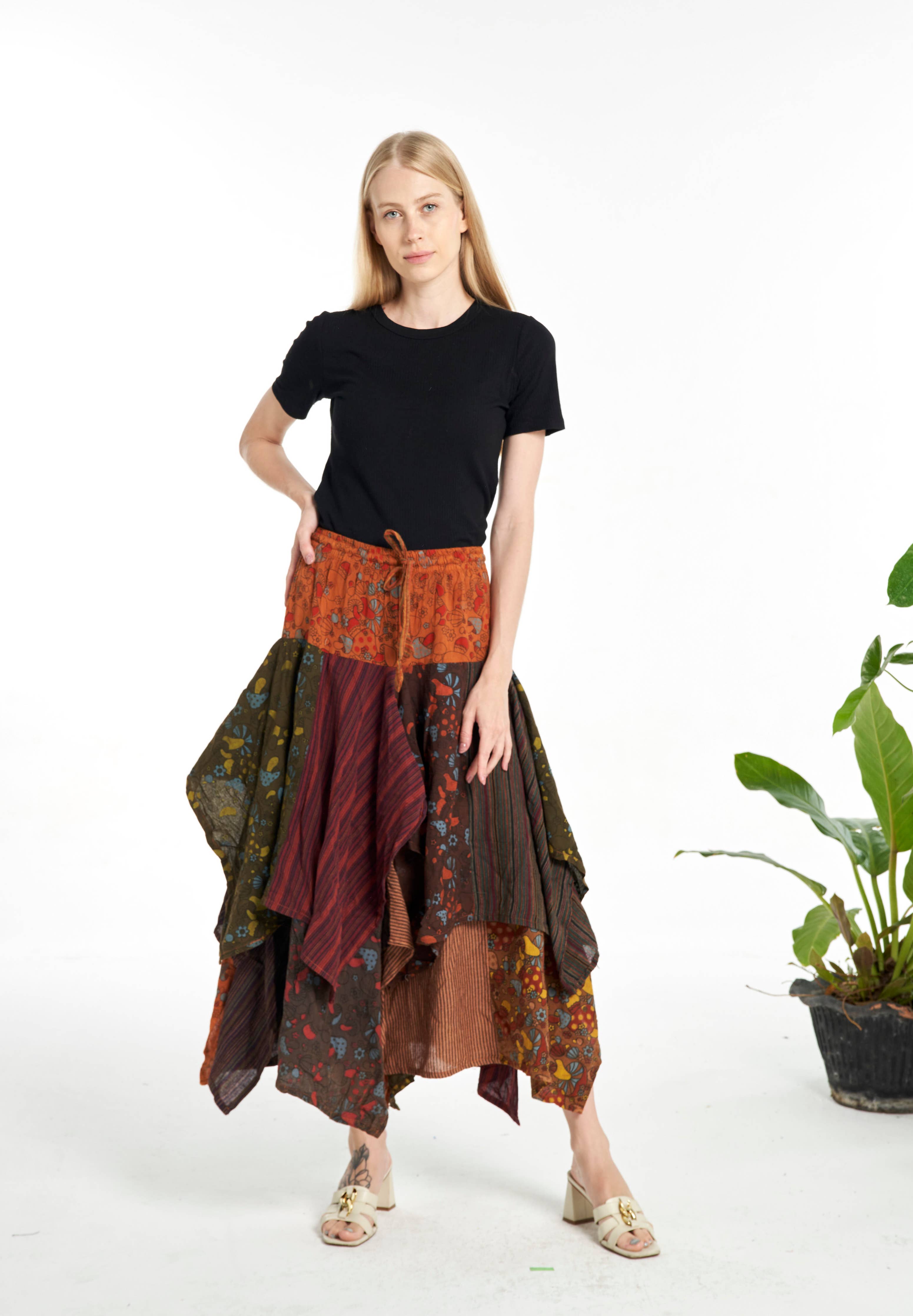 Mushroom Patchwork Pixie Skirt  Free Size