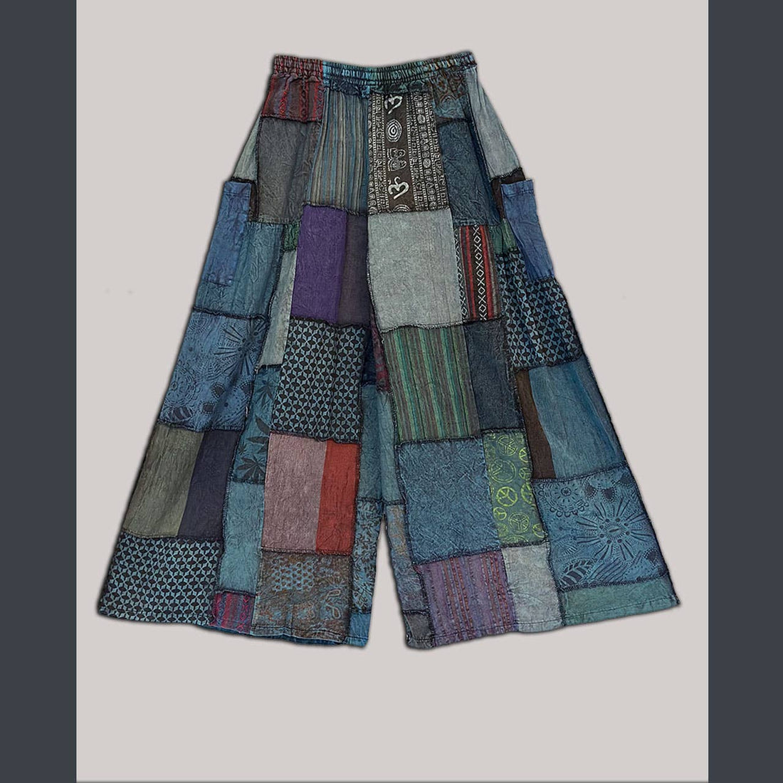 Cotton Patchwork Super Wide Leg Pants 