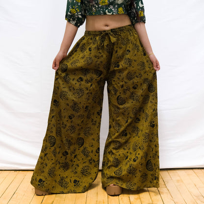 Flowy Mushroom/Celestial Wide Leg Cotton Pants