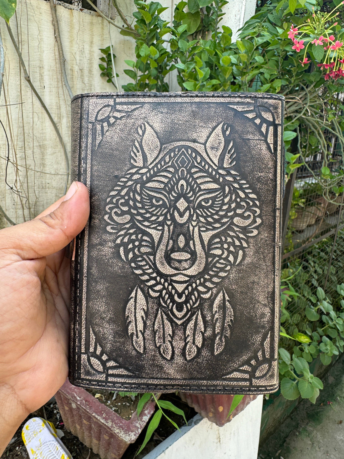 Wolf Embossed Leather Journal