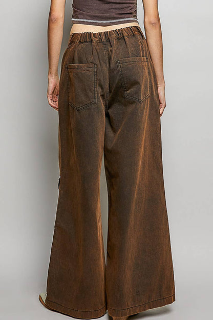 Vintage Elastic Band High Rise Wide Pants