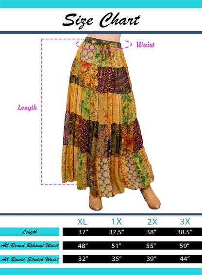 Bohemian Patchwork Maxi Skirt