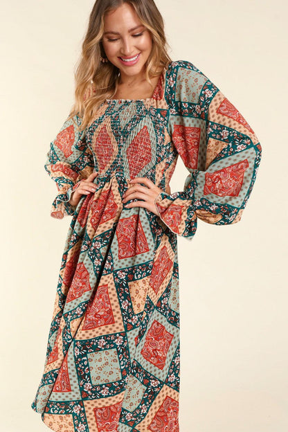 Bohemian Geo Print Fit and Flare Babydoll Dress - Random Hippie