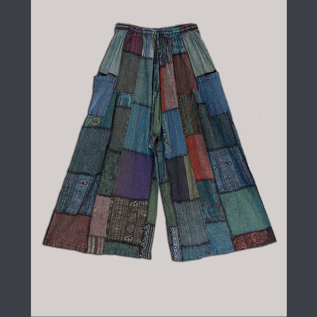 Cotton Patchwork Super Wide Leg Pants 