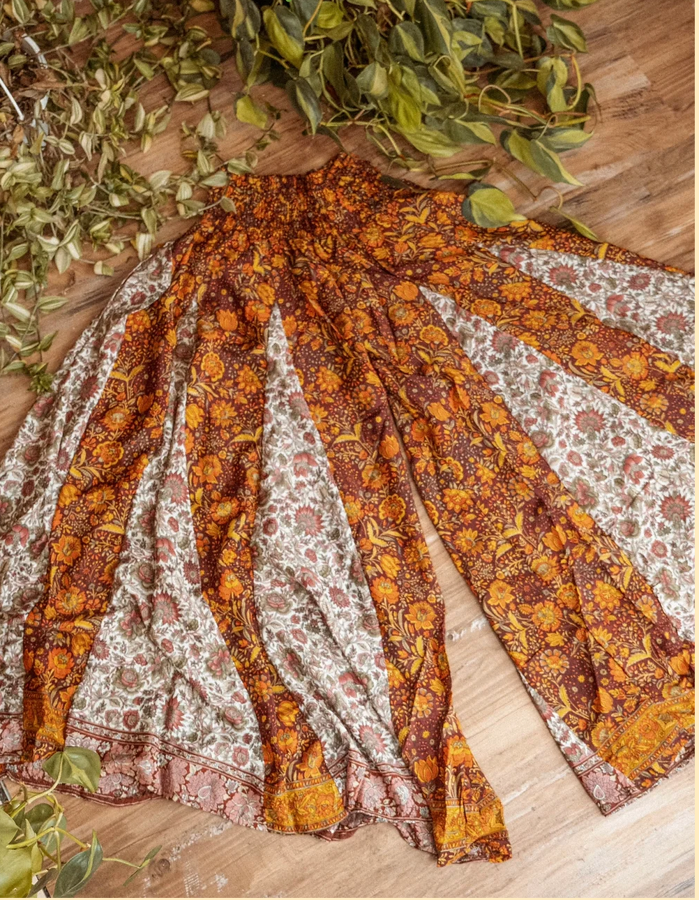 Hippie Boho Wide Leg Patchwork Pants