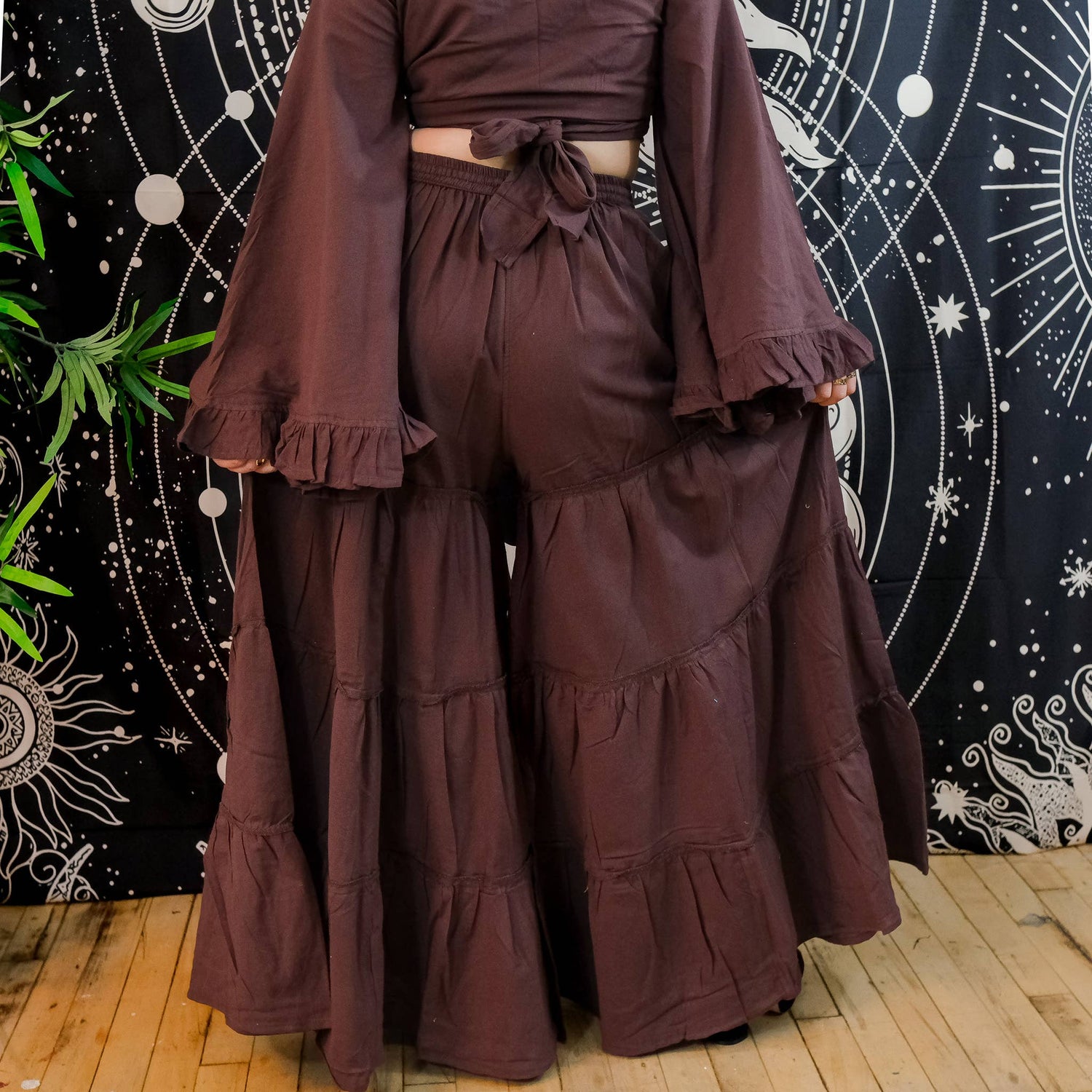 Cotton Flowy Tiered Pant with Ruffle Sleeve Set