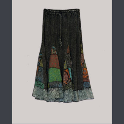 Cotton &amp; Patchwork Skirt with lace