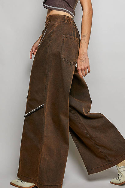 Vintage Elastic Band High Rise Wide Pants