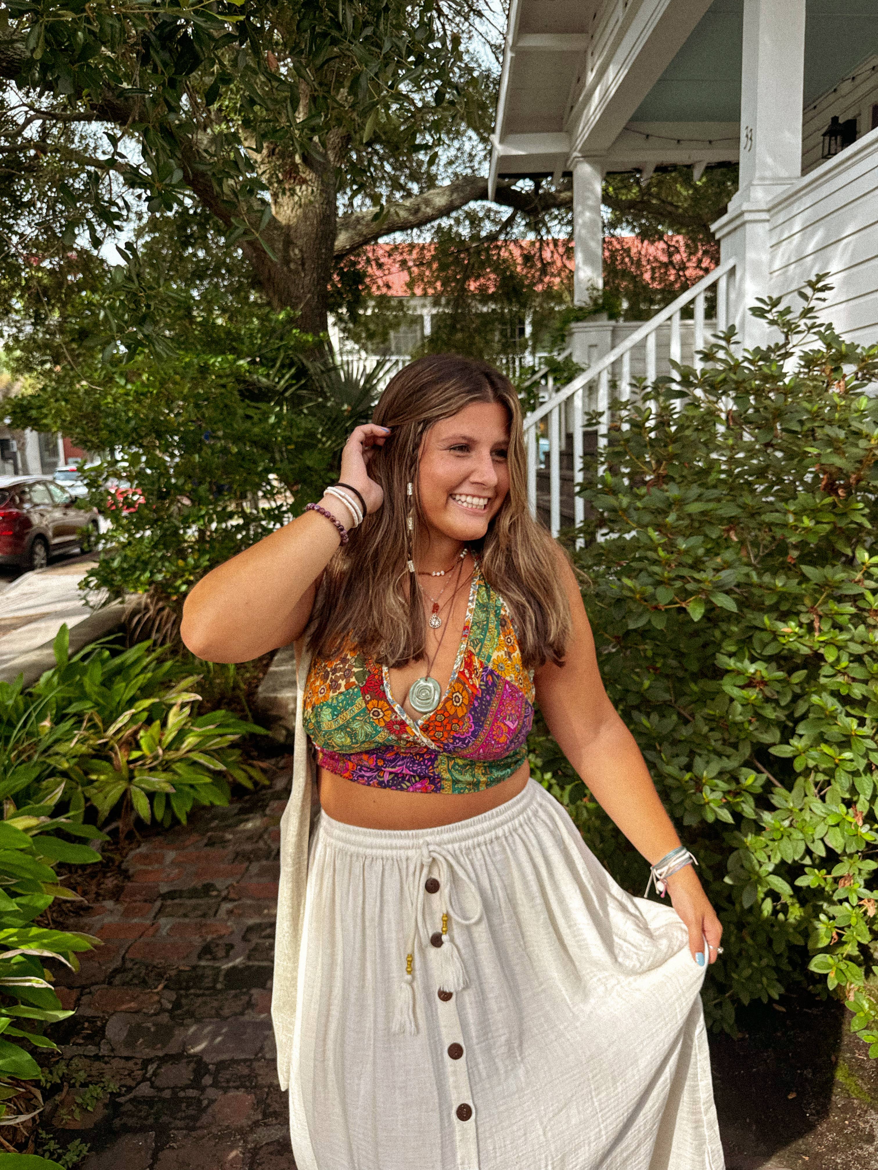 Beachy Boho Hippie Recycled Halter Top