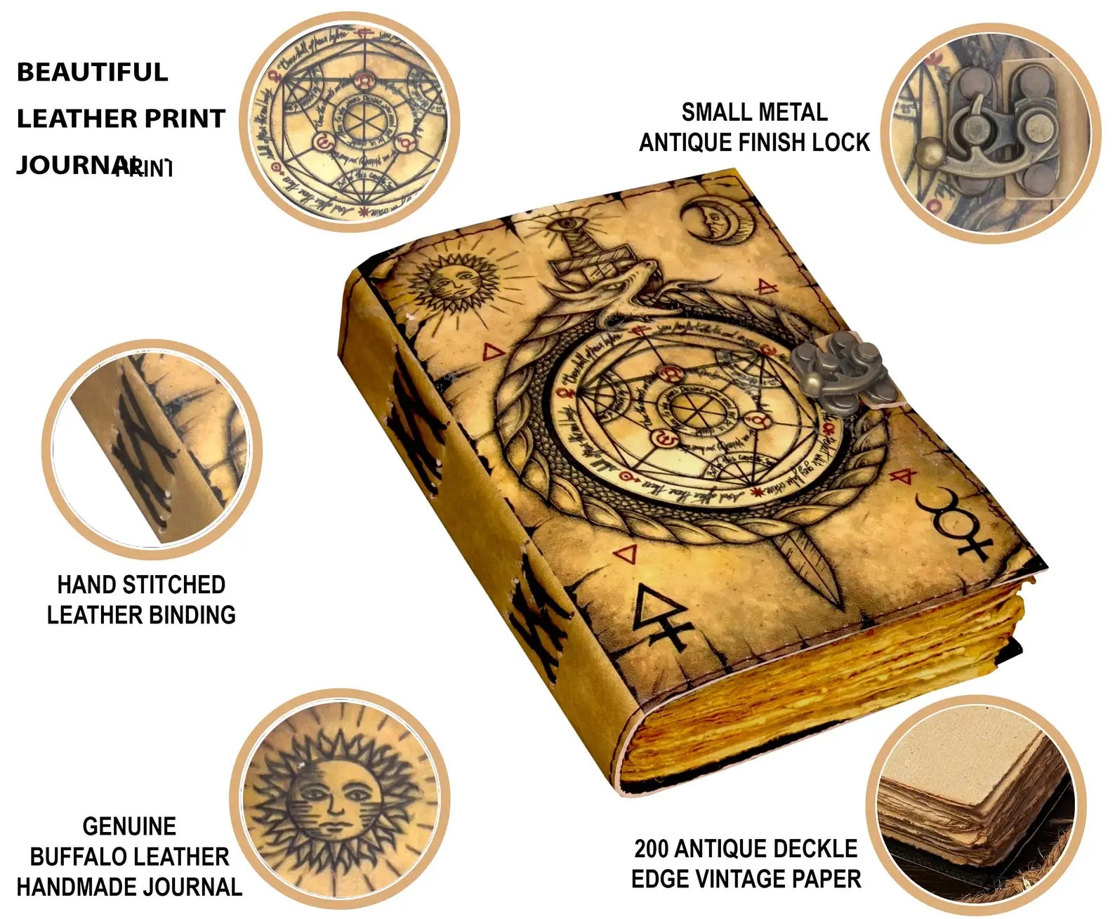 Vintage Leather Journal with Printed Cover