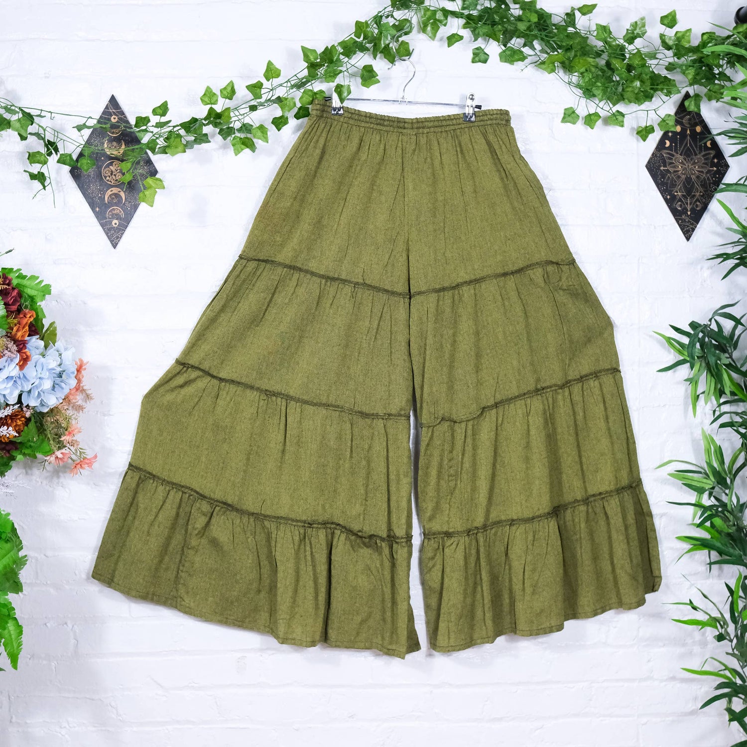Cotton Flowy Boho Tiered Pant with Pockets