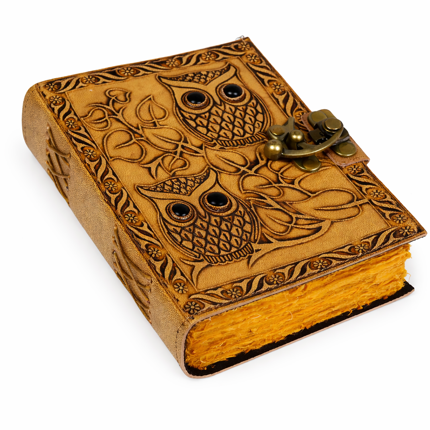 Leather Embossed Journal - Owl with Lock (5 x 7 in.)