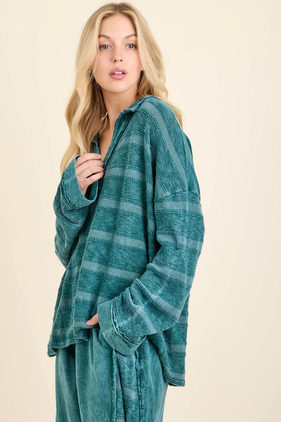Mineral Washed Textured Knitted Top
