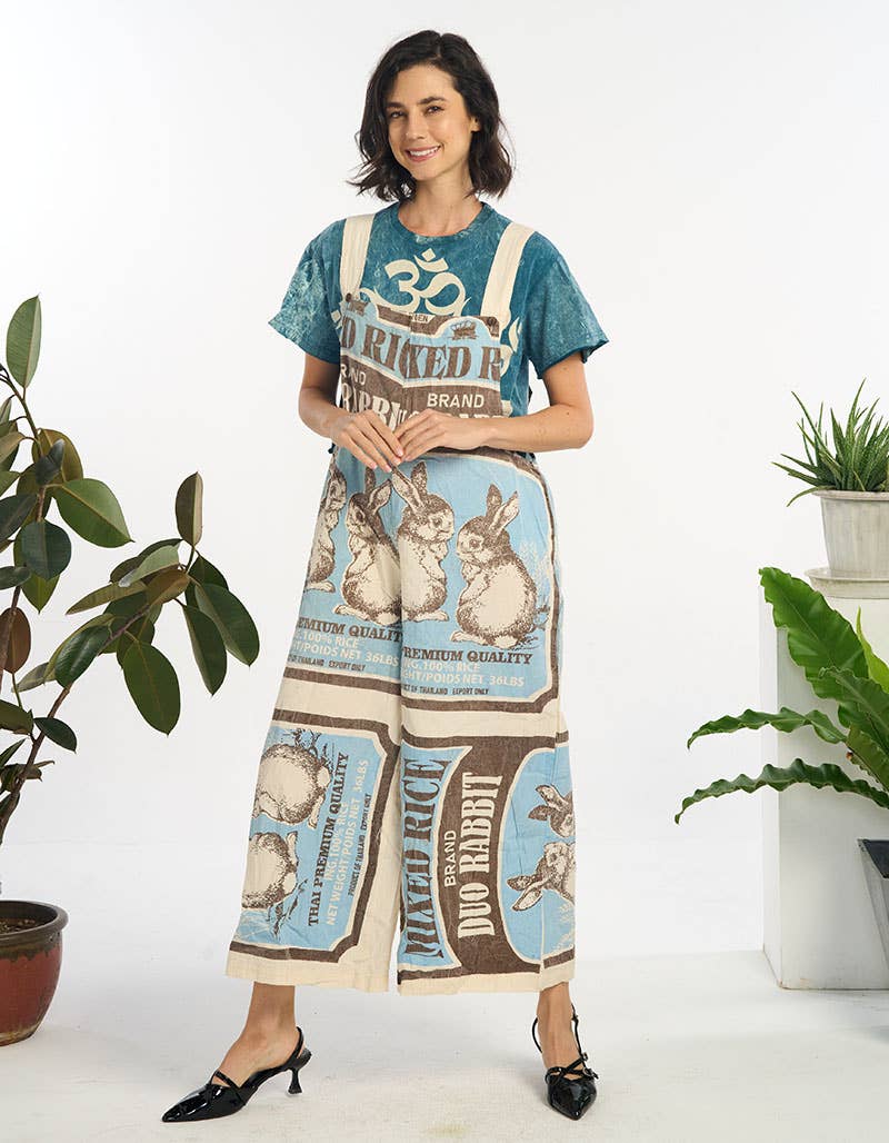 Rabbit Print Wide Leg Crop Jumpsuit