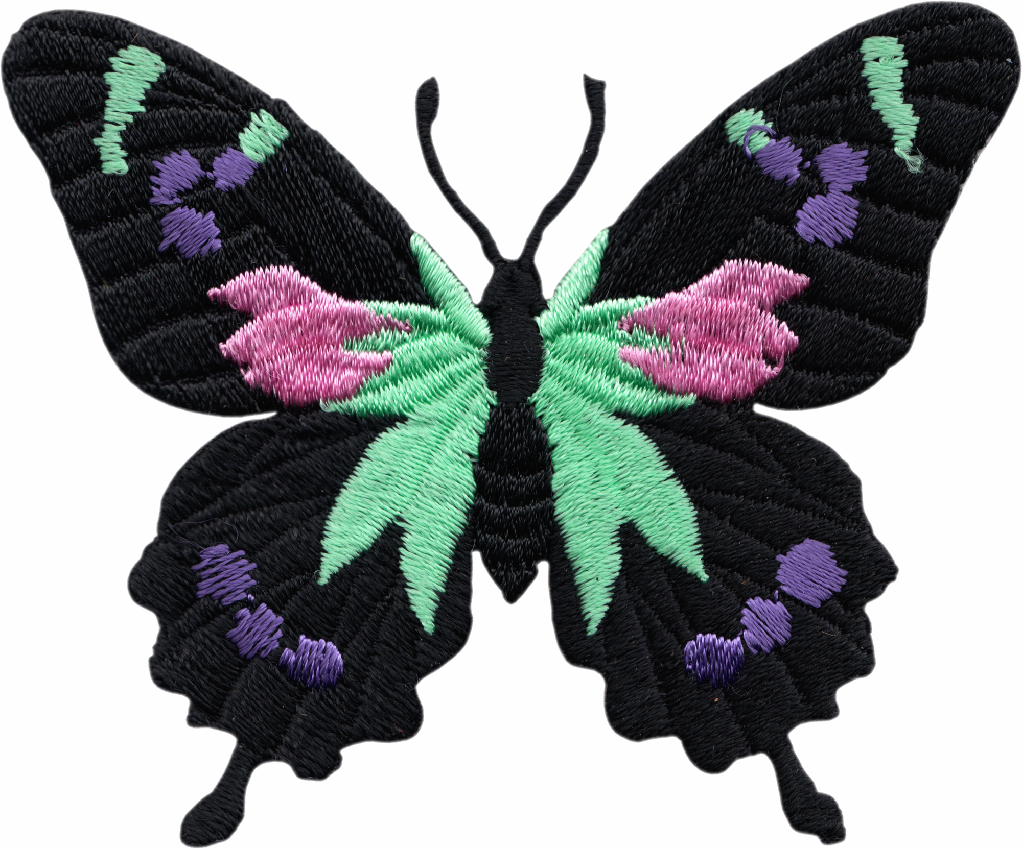 Patch - Butterfly - Black With Pastel Accents - 3.13"