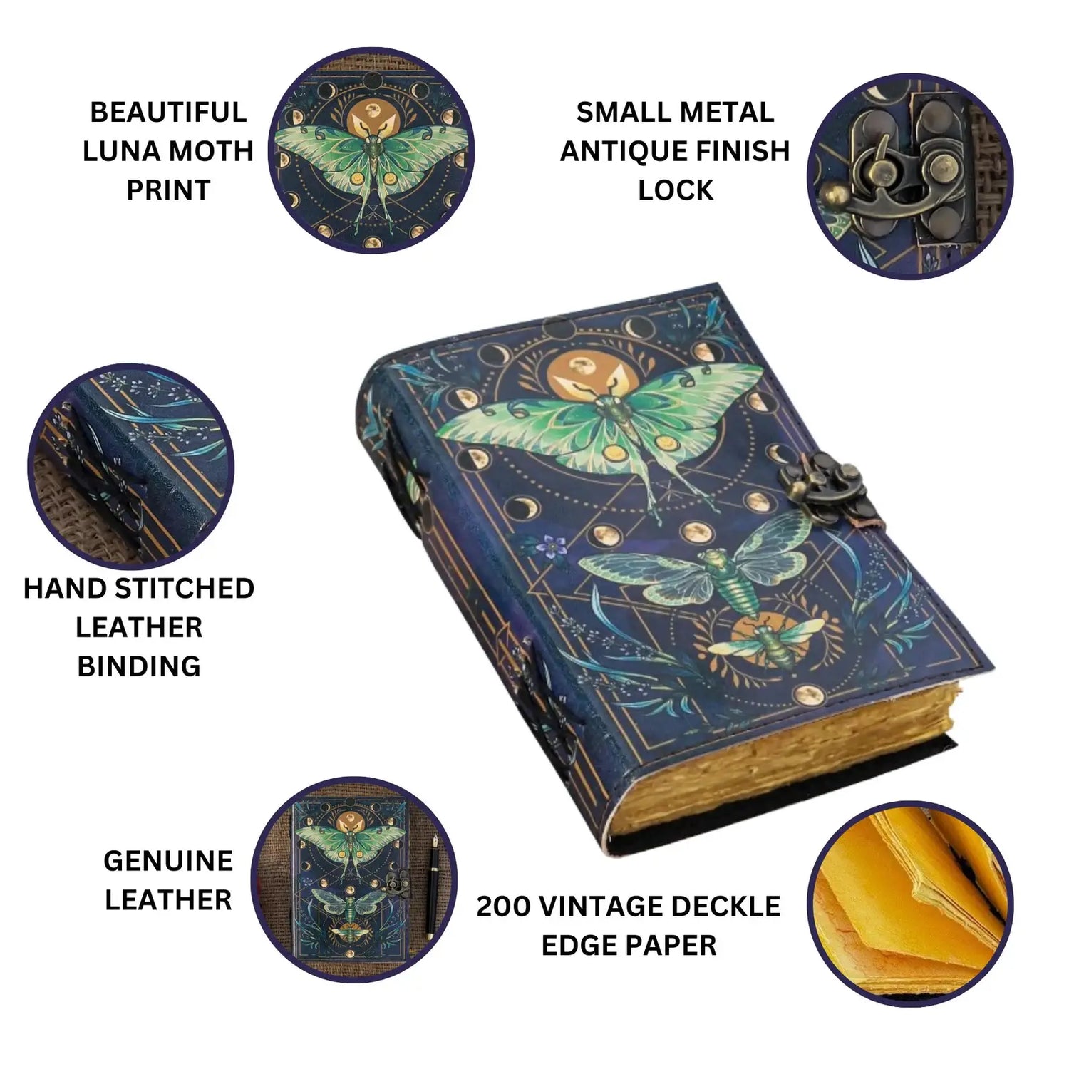 Vintage Leather Journal with Printed Cover