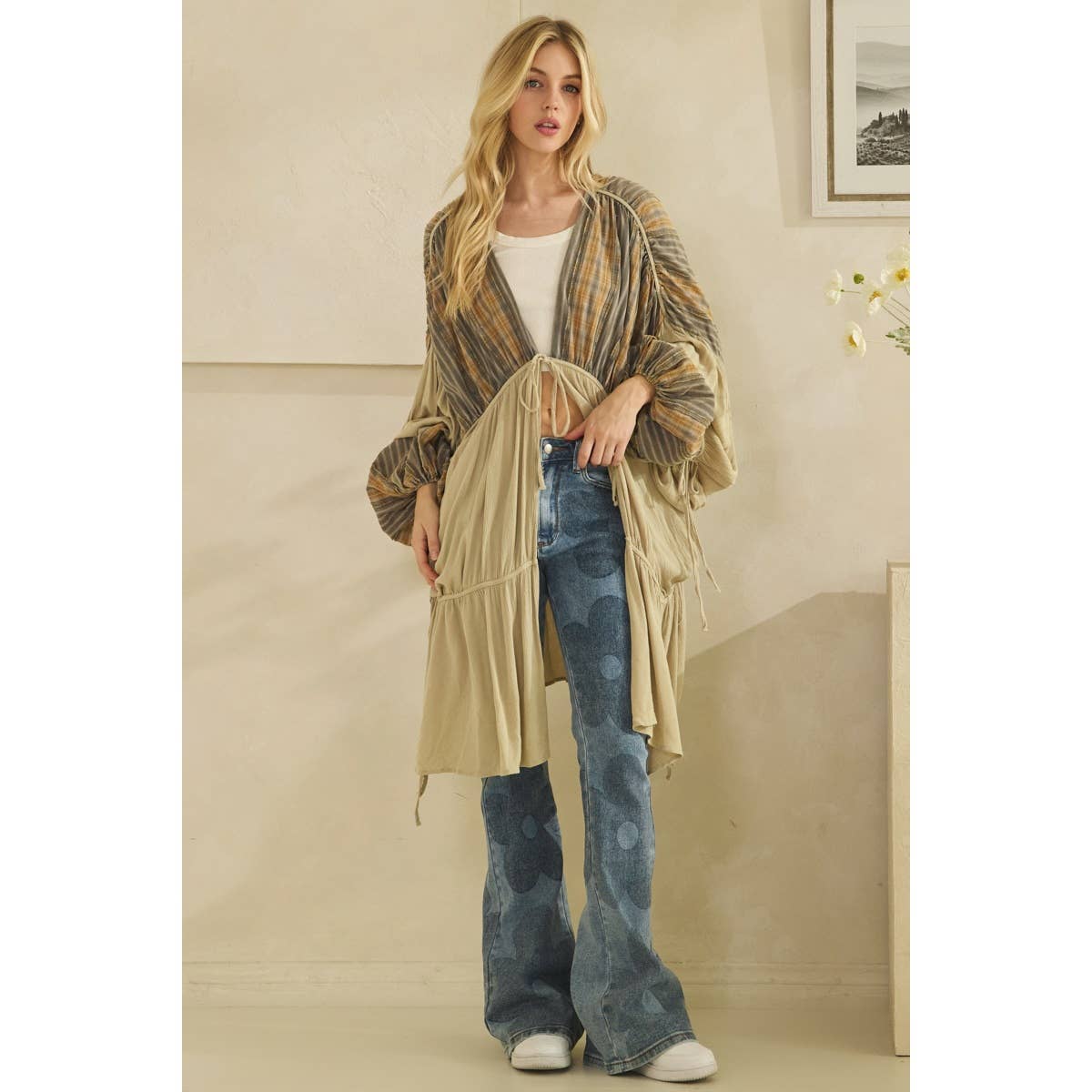 FRONT TIE DRAWSTRING CLOSURE DUSTER