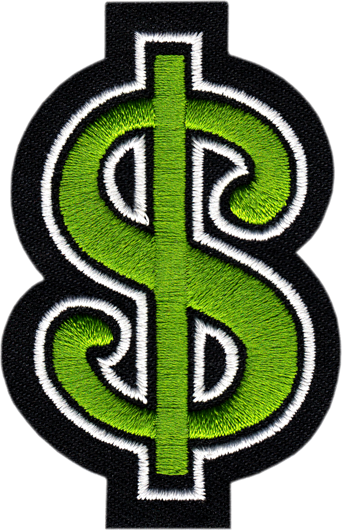 Patch - Dollar Sign - Green With Black Background