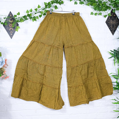 Cotton Flowy Boho Tiered Pant with Pockets