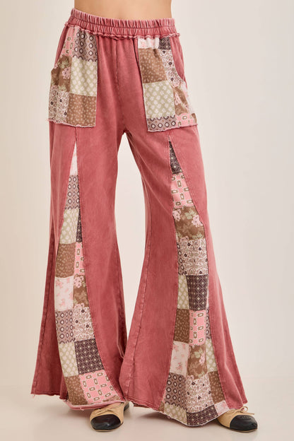 Fall Paisley patchwork Flared Pants