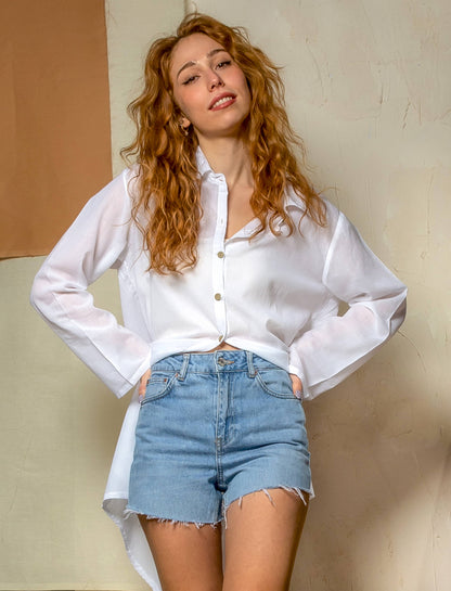 White Shirt Dress with Hand Painted Evil Eye