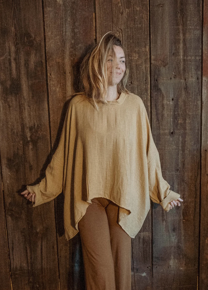 Organic Boho Unisex Pullover Flowy Shirt