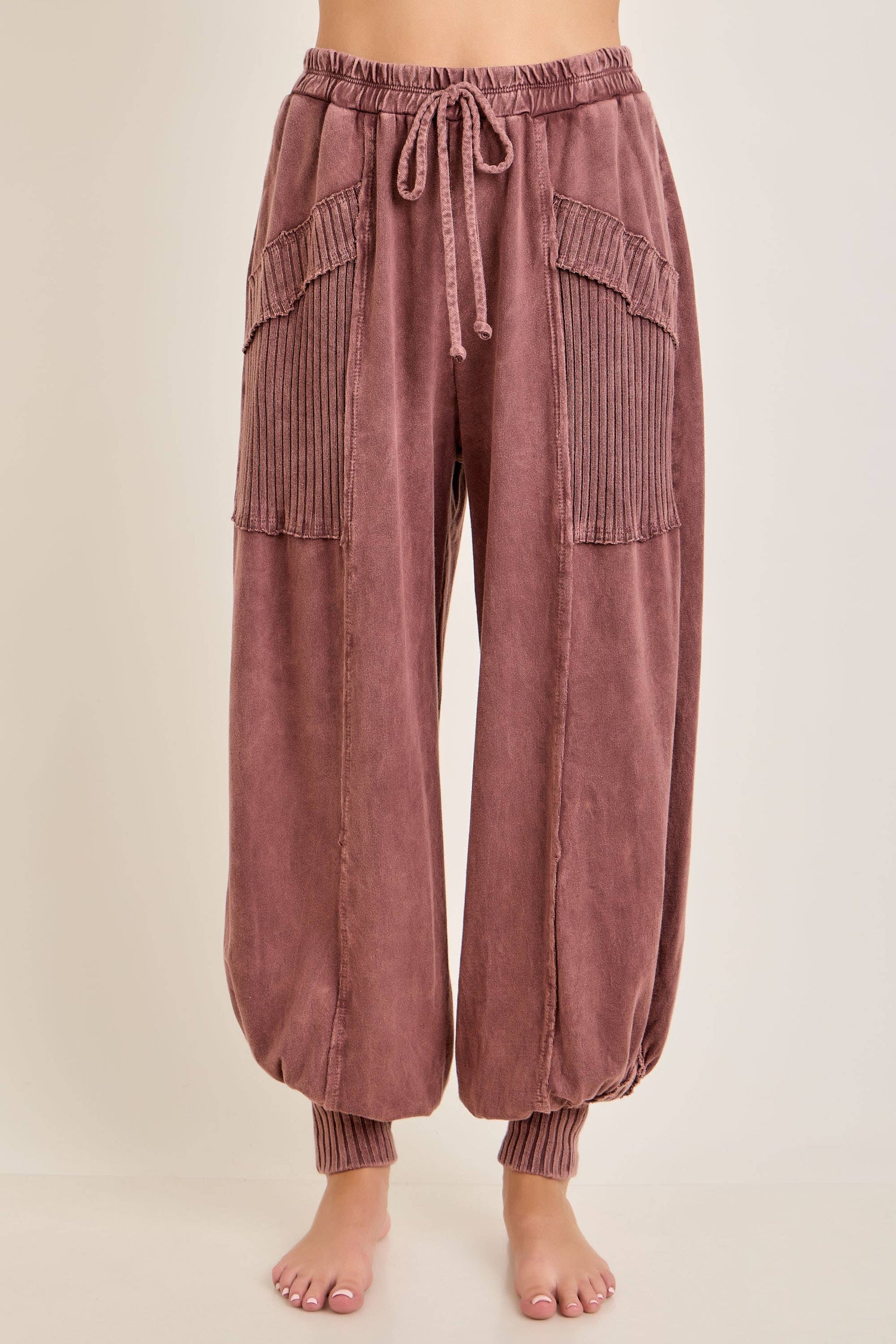 Zen Mineral Washed Ribbed Lounge Balloon Pants