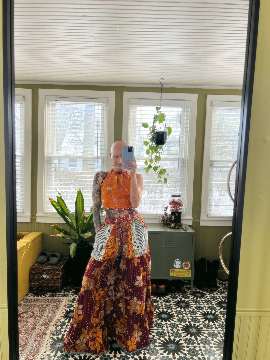 Kantha Tiered Reversible Pant with Pockets