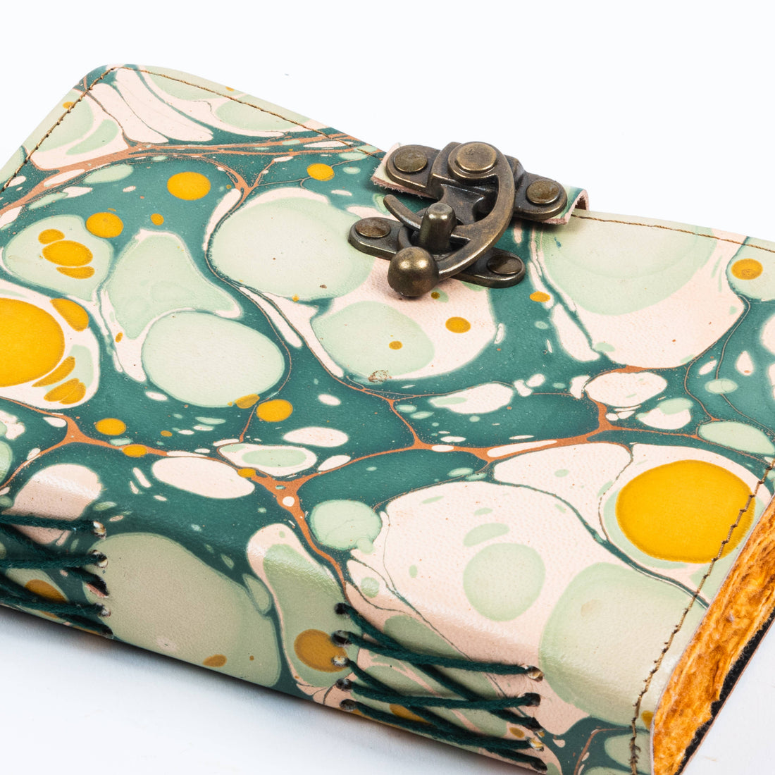 Leather Journal with Hand Marble Print