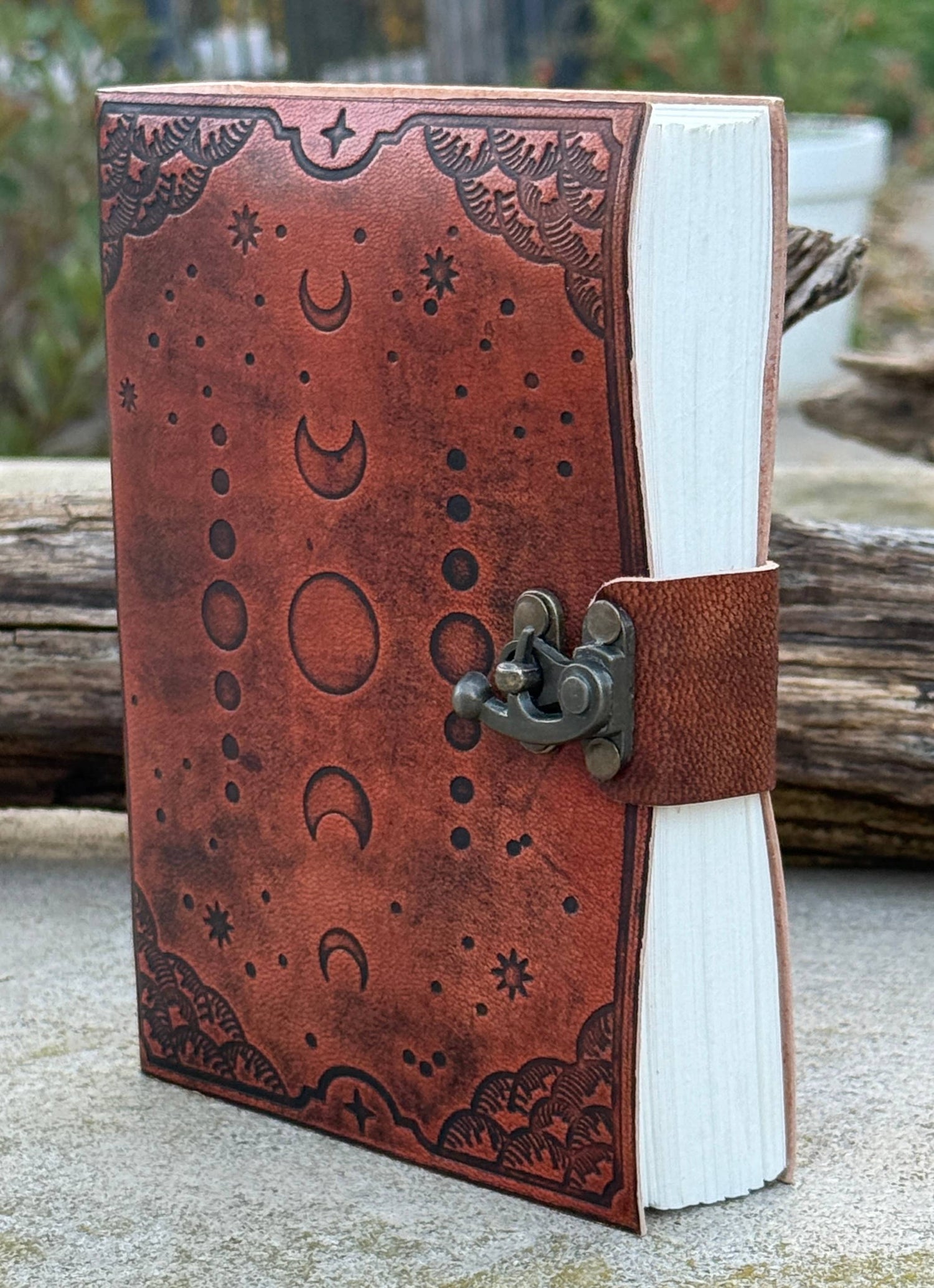 Moon Phase Leather Handmade Journal