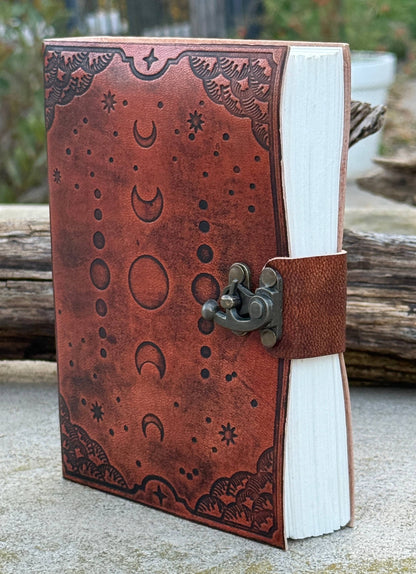 Moon Phase Leather Handmade Journal